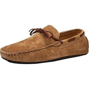 Santimon Men's US 8.5 Brown Moccasins‎ Suede Lace Slip On Loafers Dress Shoes